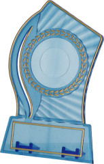 Trofeum plastikowe - przezroczysto - złote z miejscem na wklejkę 25/40mm i tabliczką 56mmX18mm T-M
