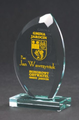 Trofeum szklane grawerowane z etui +wypełnianie farbą