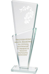 Trofeum szklane grawerowane + wypełnienie farbą